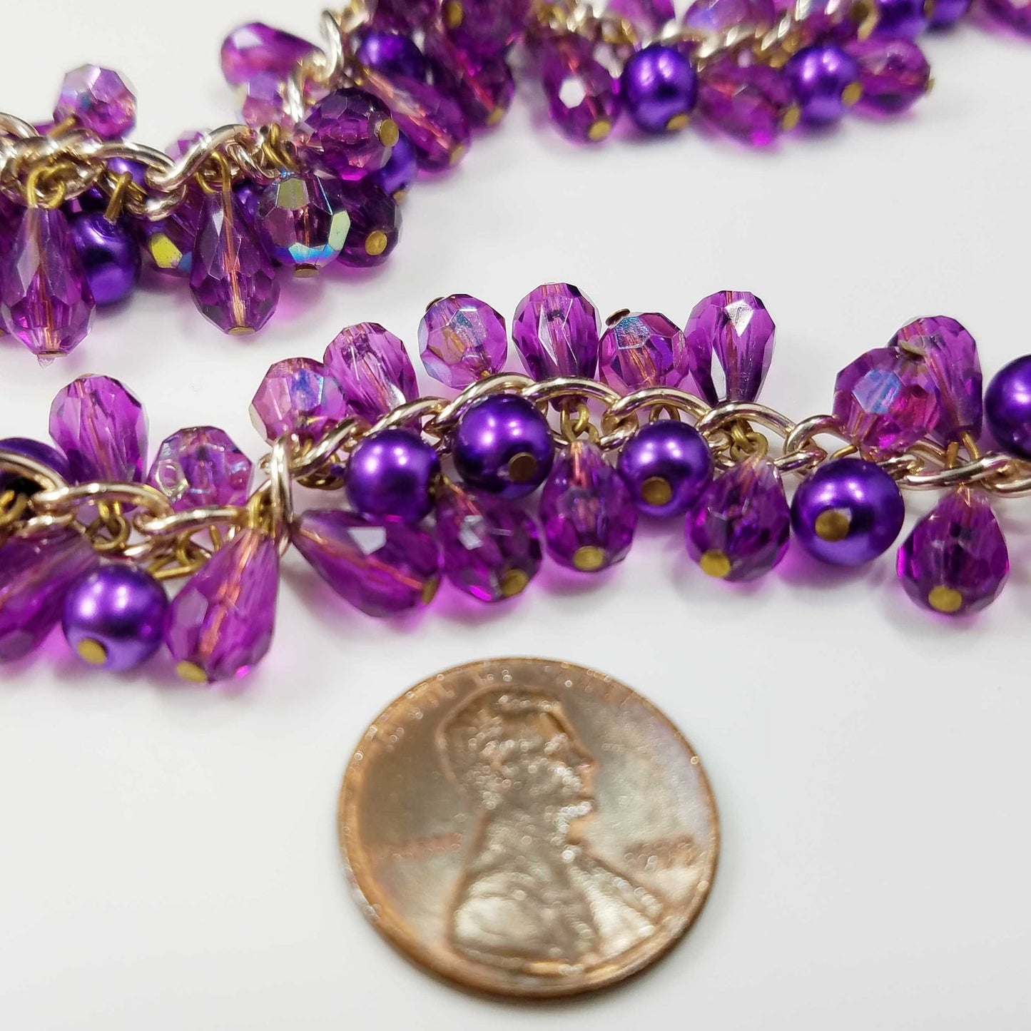 Western Germany Purple Gold Beaded Necklace, 1960s Vintage Jewelry