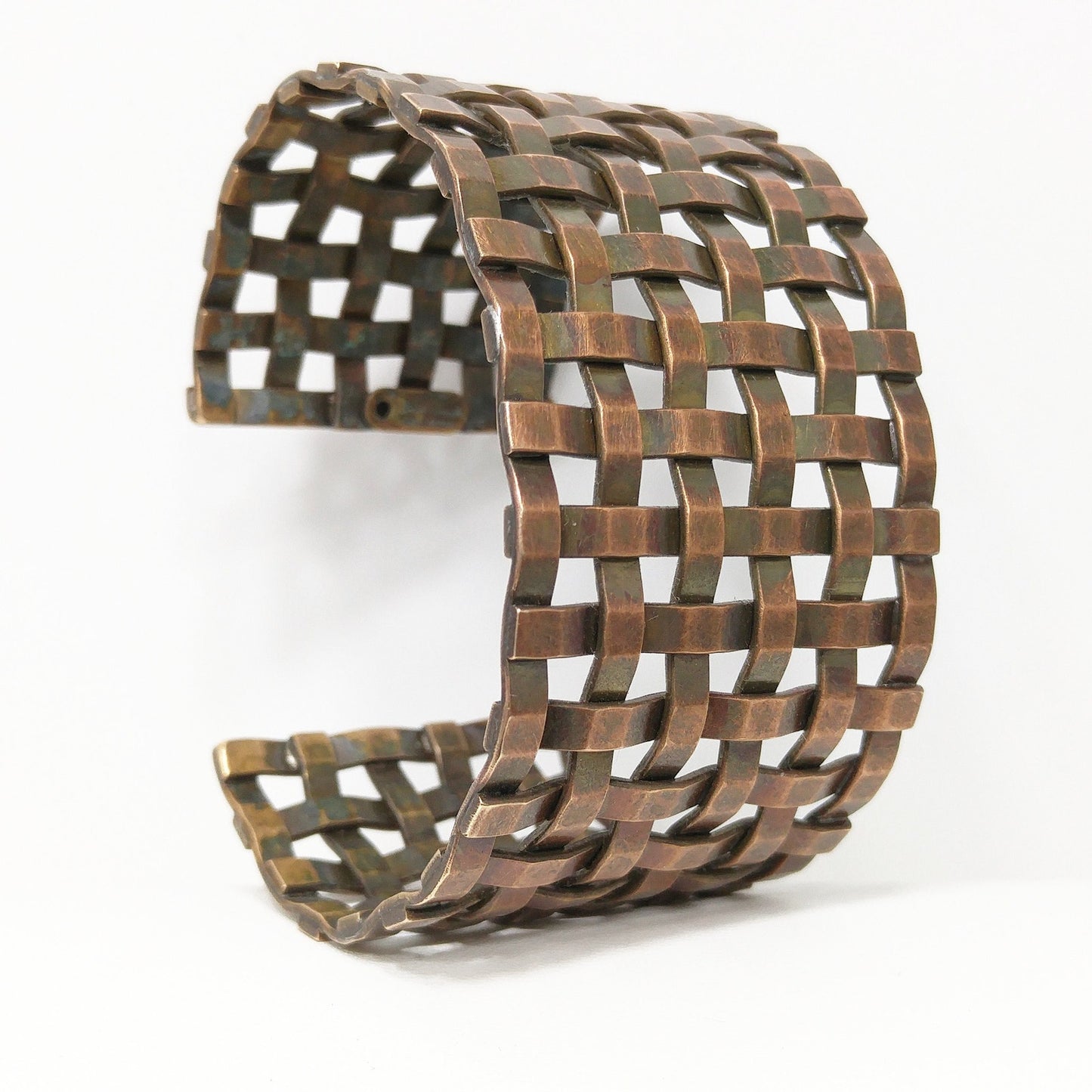 Sarah Cavender Metalworks Woven Wide Cuff Bracelet, Hand-made Metal Work Design, Vintage Jewelry