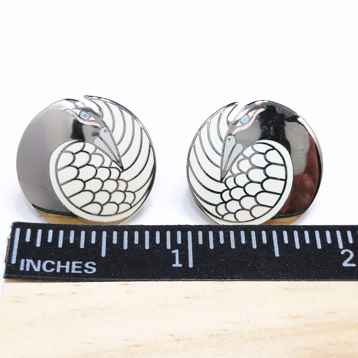 Laurel Burch "Mynah Bird" Post Earrings, Gold Plated, Silver Tone Cloisonne