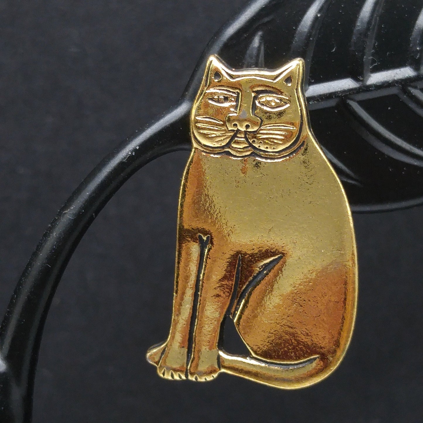 Vintage Laurel Burch Cat Post Earrings, Sitting Cats, Gold Plated