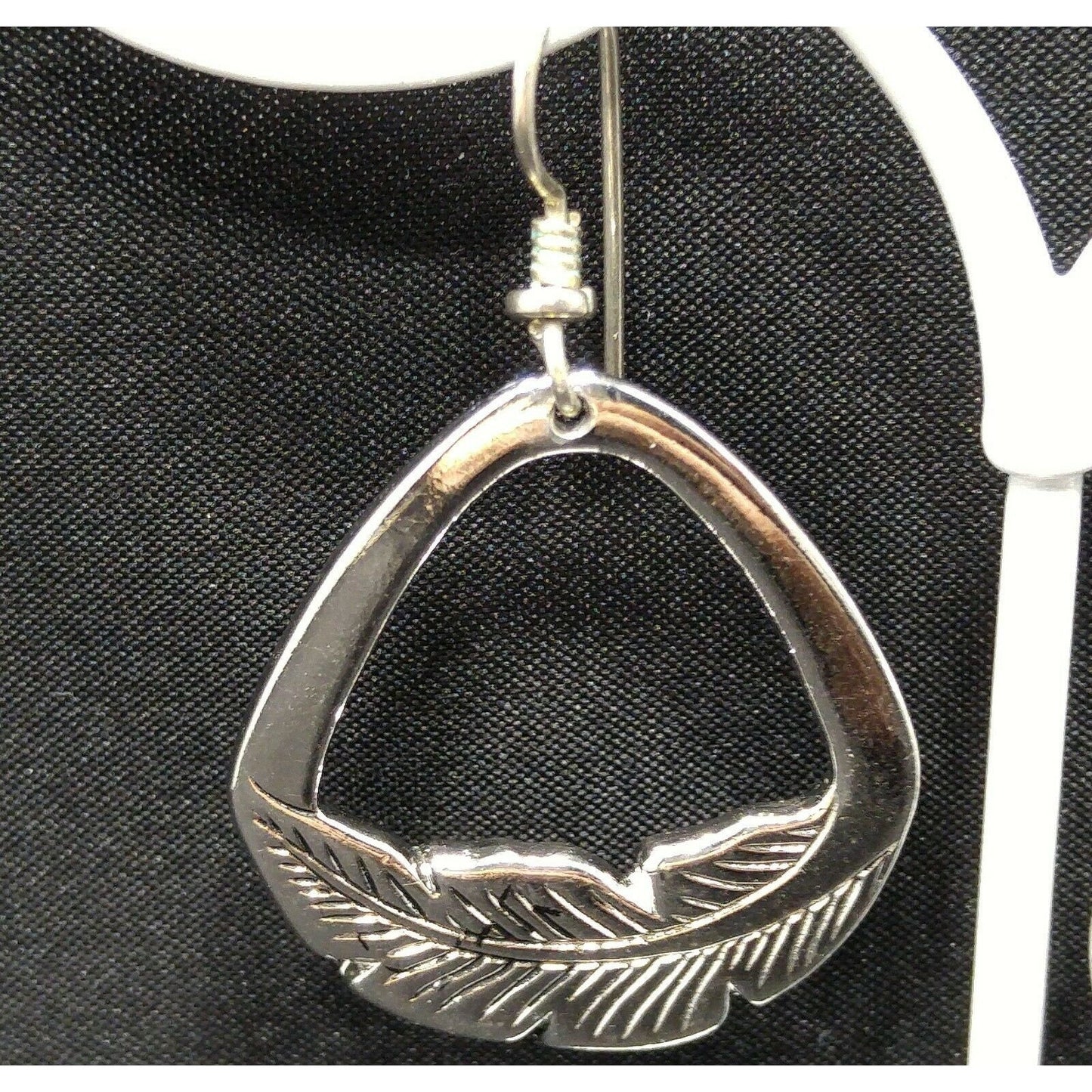 Laurel Burch Palm Leaf Dangle Earrings, Rhodium Plated, 1980s Vintage Jewelry