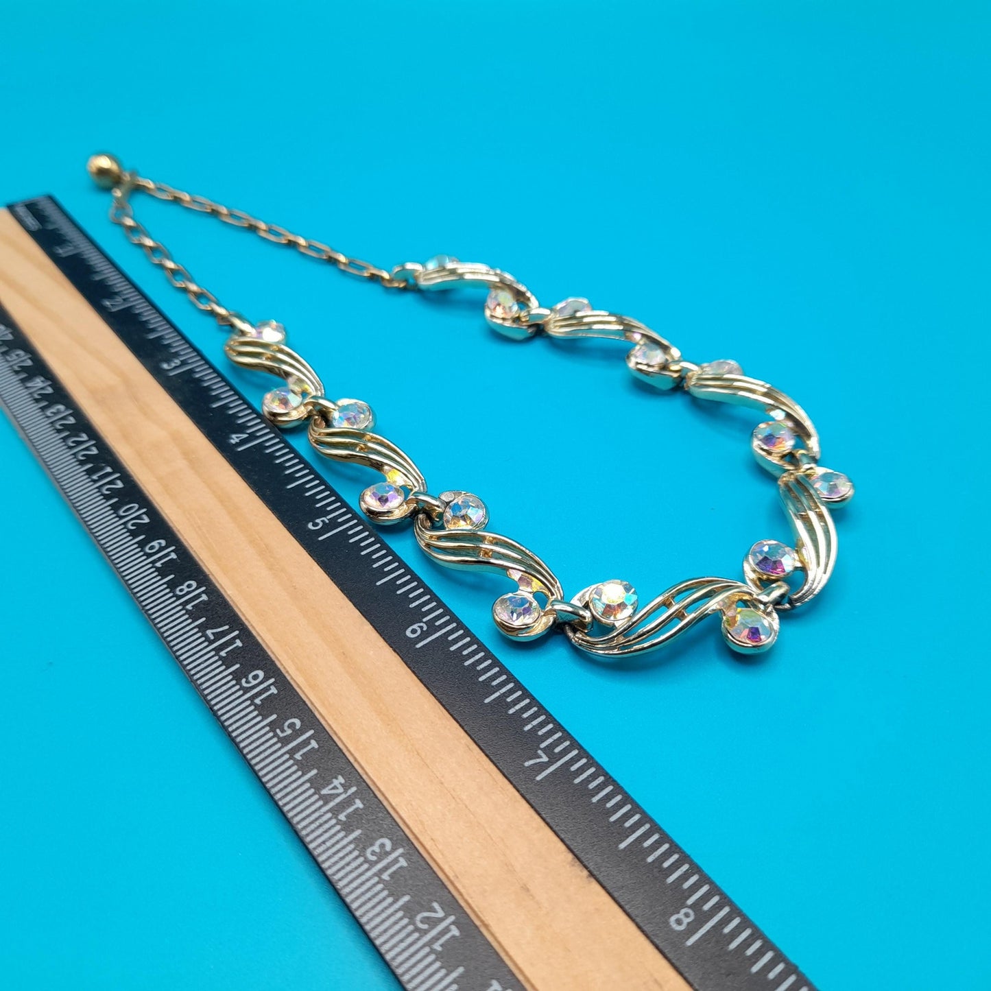 Vintage Aurora Borealis Choker Necklace, Unsigned Schrager, 1950s Vintage Jewelry