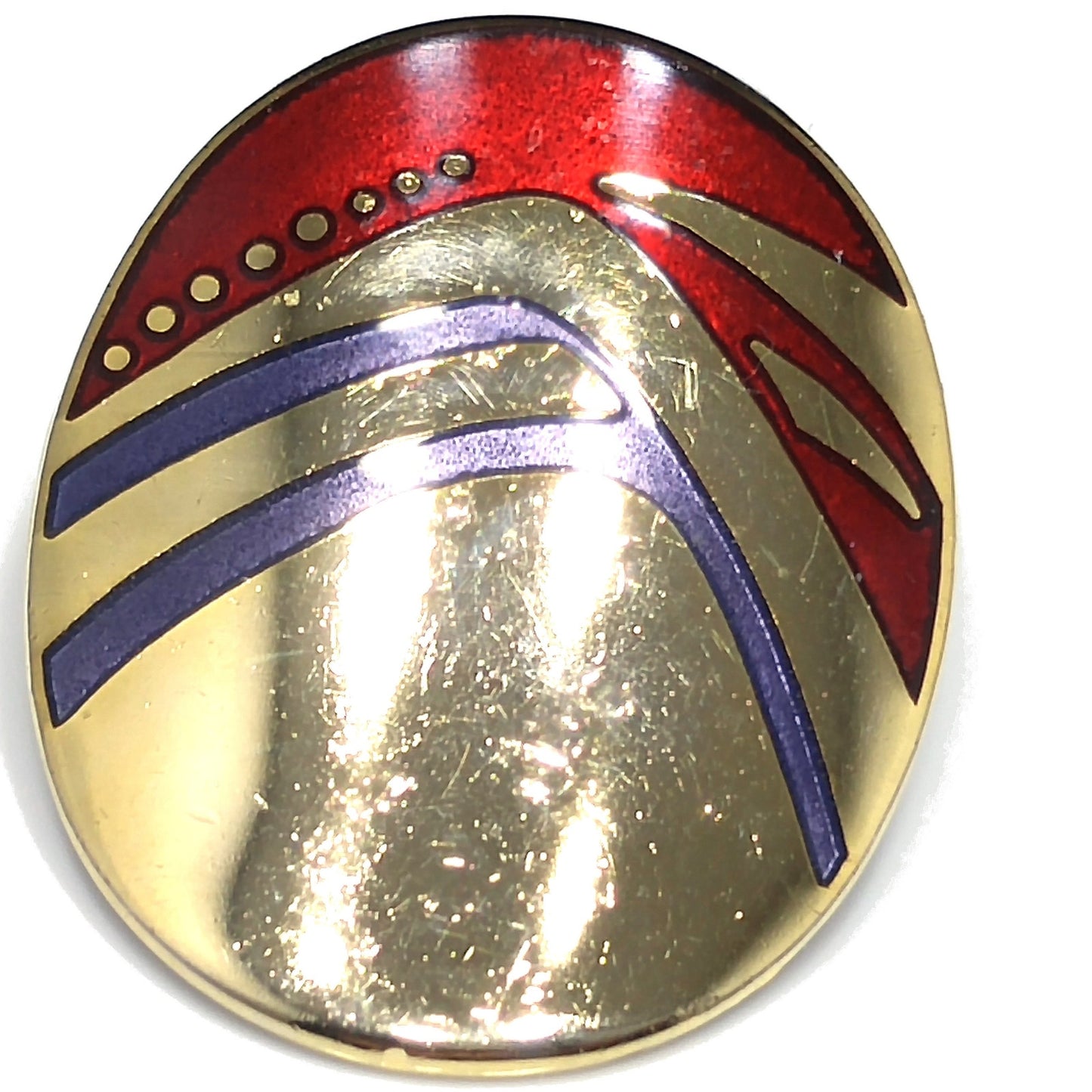 Laurel Burch Metallic Red & Purple Earrings, Gold Plated, 1980s Vintage