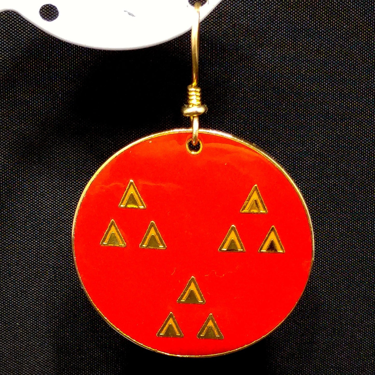 Vintage Laurel Burch "Himalaya" Dangle Earrings, Red Enamel, Gold Plated
