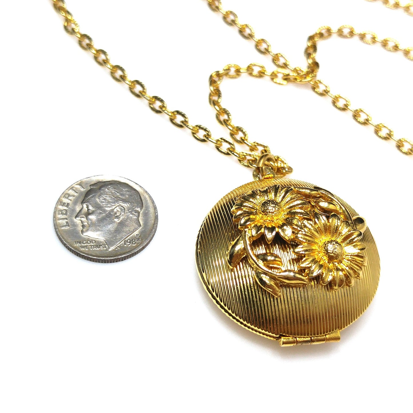 Vintage Perfume Floral Locket Necklace, Solid Perfume Inside, 1960s Vintage Jewelry
