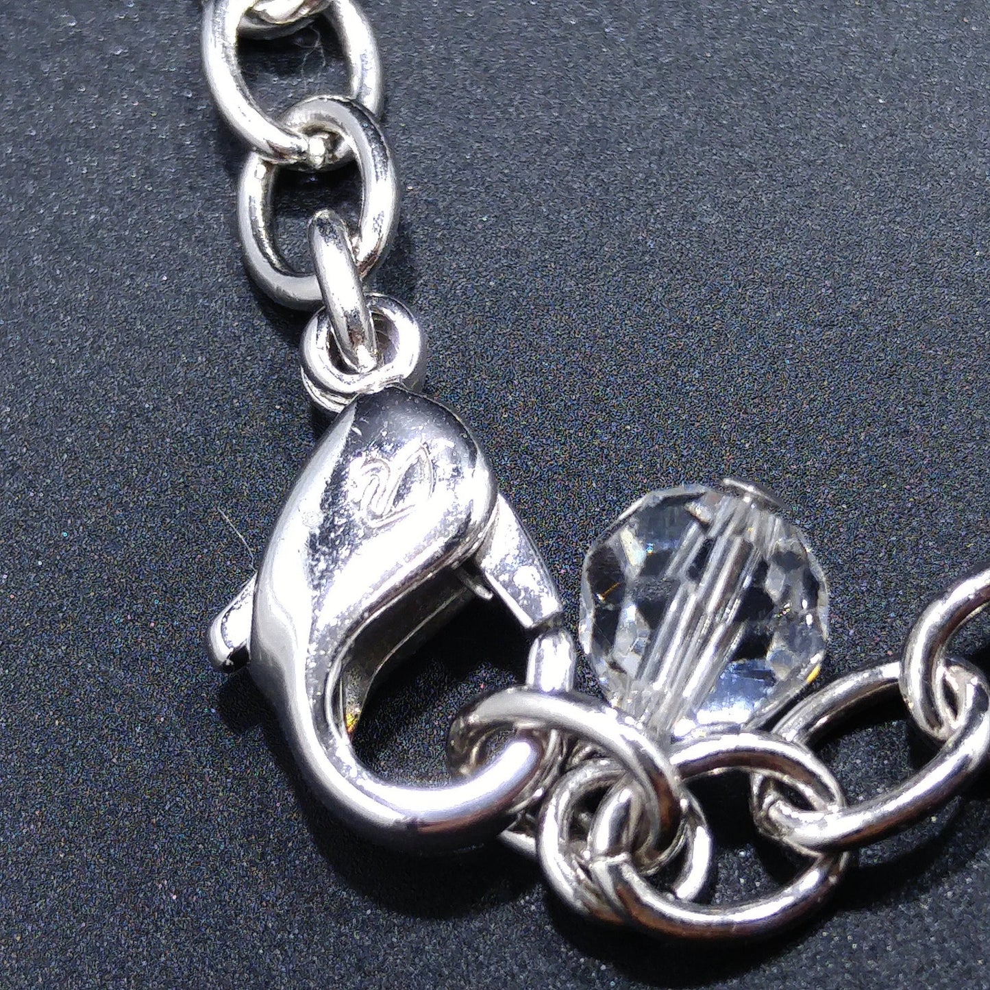 Vintage Swarovski Swan Logo Long Crystal Necklace Teardrop Pendant 1990s