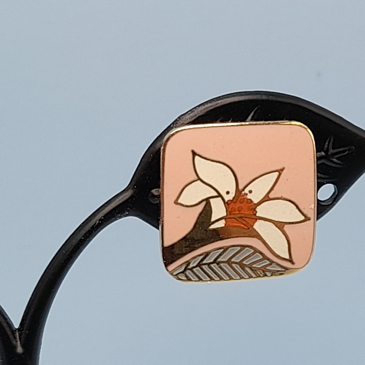 Vintage Laurel Burch Pink Enamel Wild Lily Clip Earrings