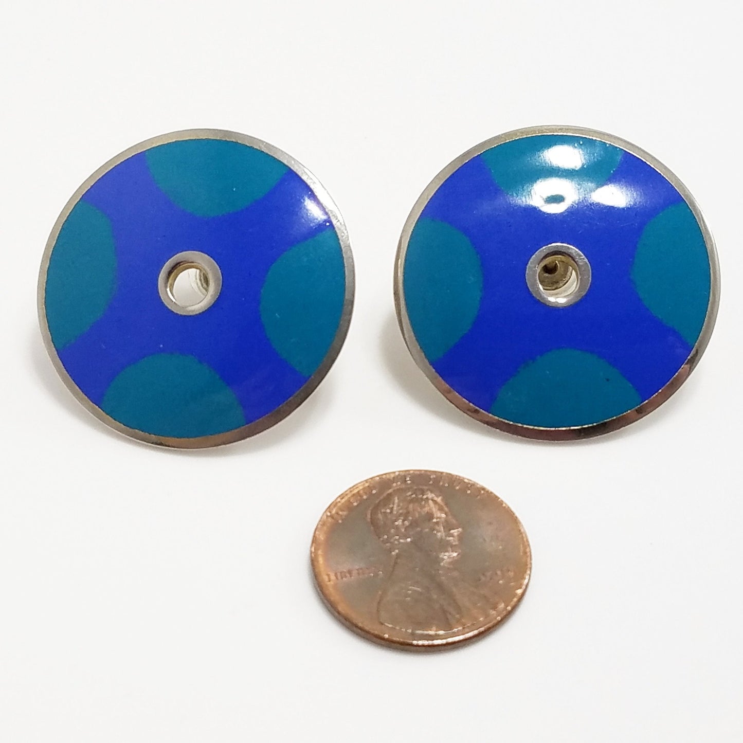 Laurel Burch "Medina" Disk Earrings, Modern Design, Gold Filled Posts, 1990s