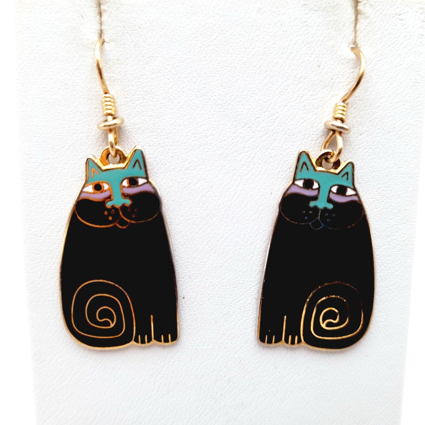 Vintage Laurel Burch Olivia Black Cat Earrings