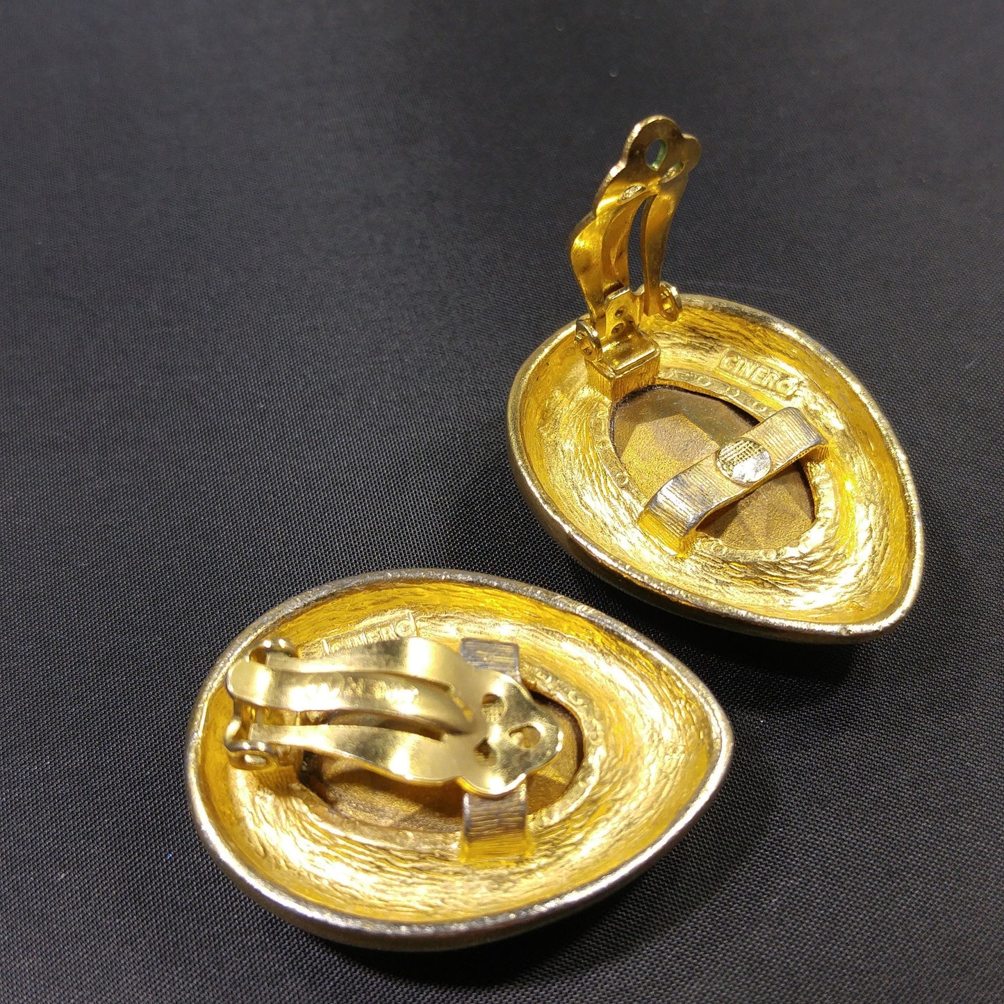 Ciner Large Topaz Rhinestone Earrings, Gold Plated, 1980s Vintage Jewelry