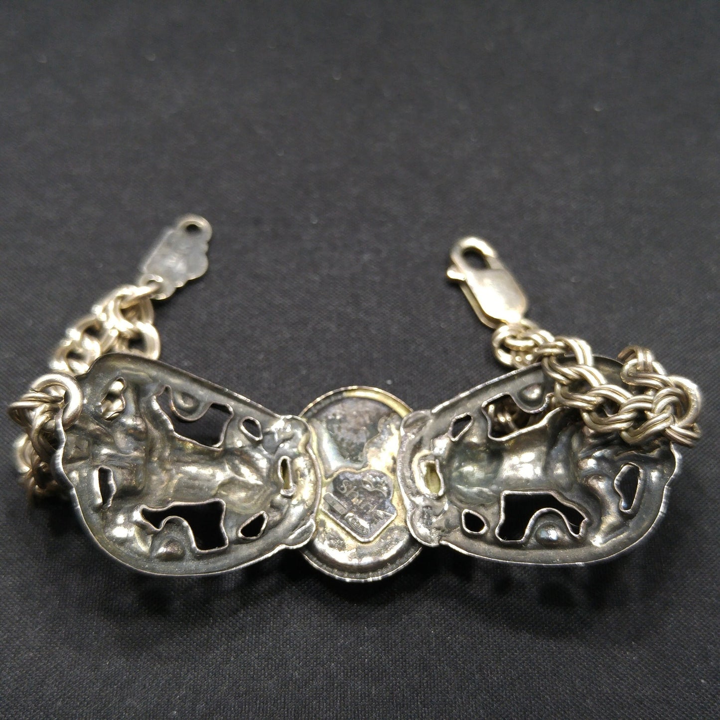 Sterling Silver Gemstone Bracelet, 925 Oval Green Gemstone, Vintage Jewelry