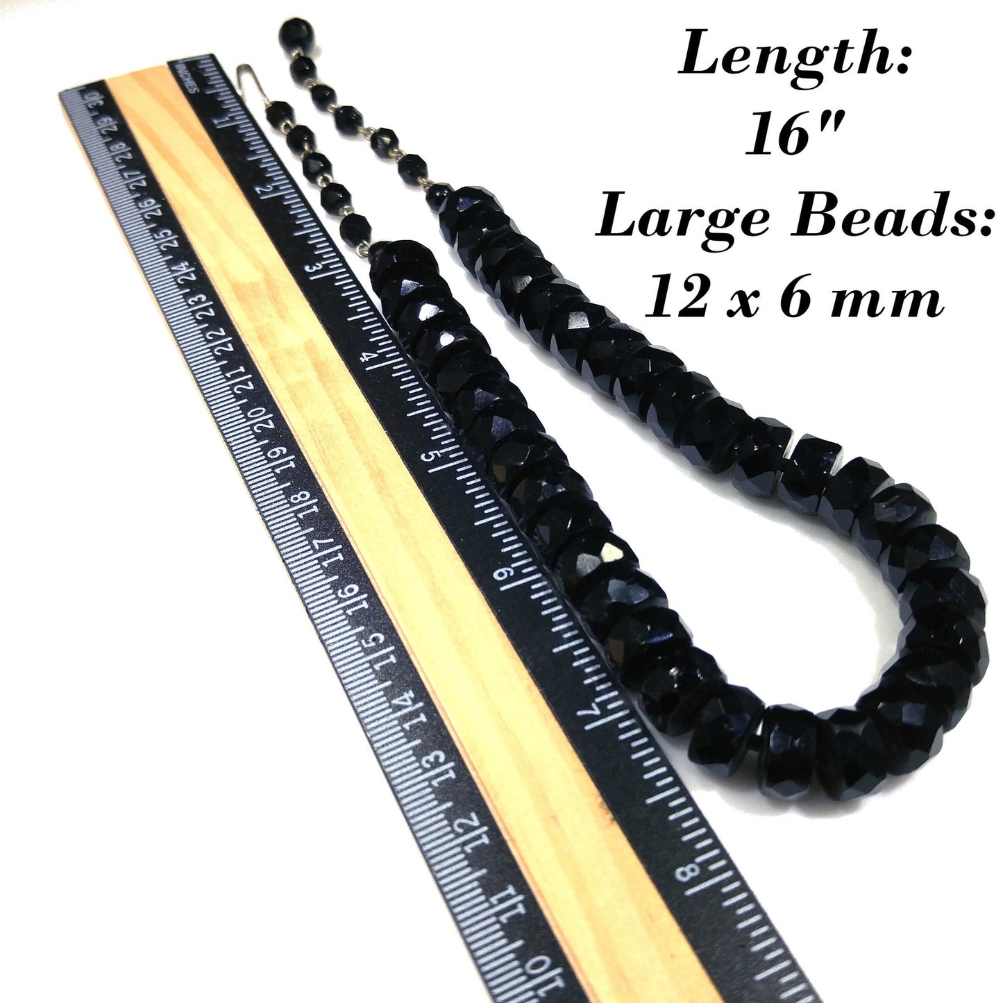Mid-Century Black Crystal Choker Necklace, Unique Cut Crystals, 1950s Vintage Jewelry