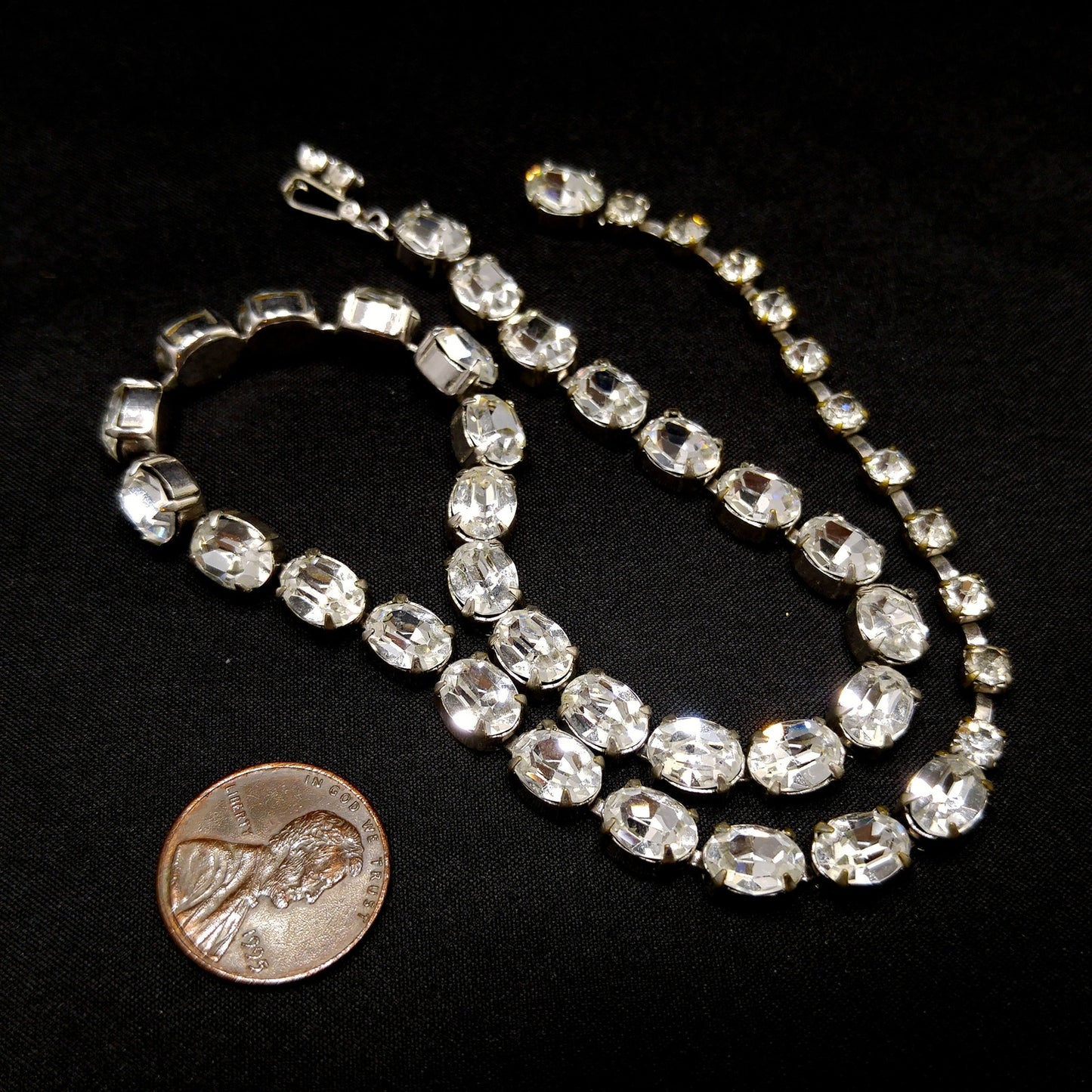 Weiss Rhinestone Choker Necklace, Oval Cut Wedding Necklace, 1950s Vintage Jewelry