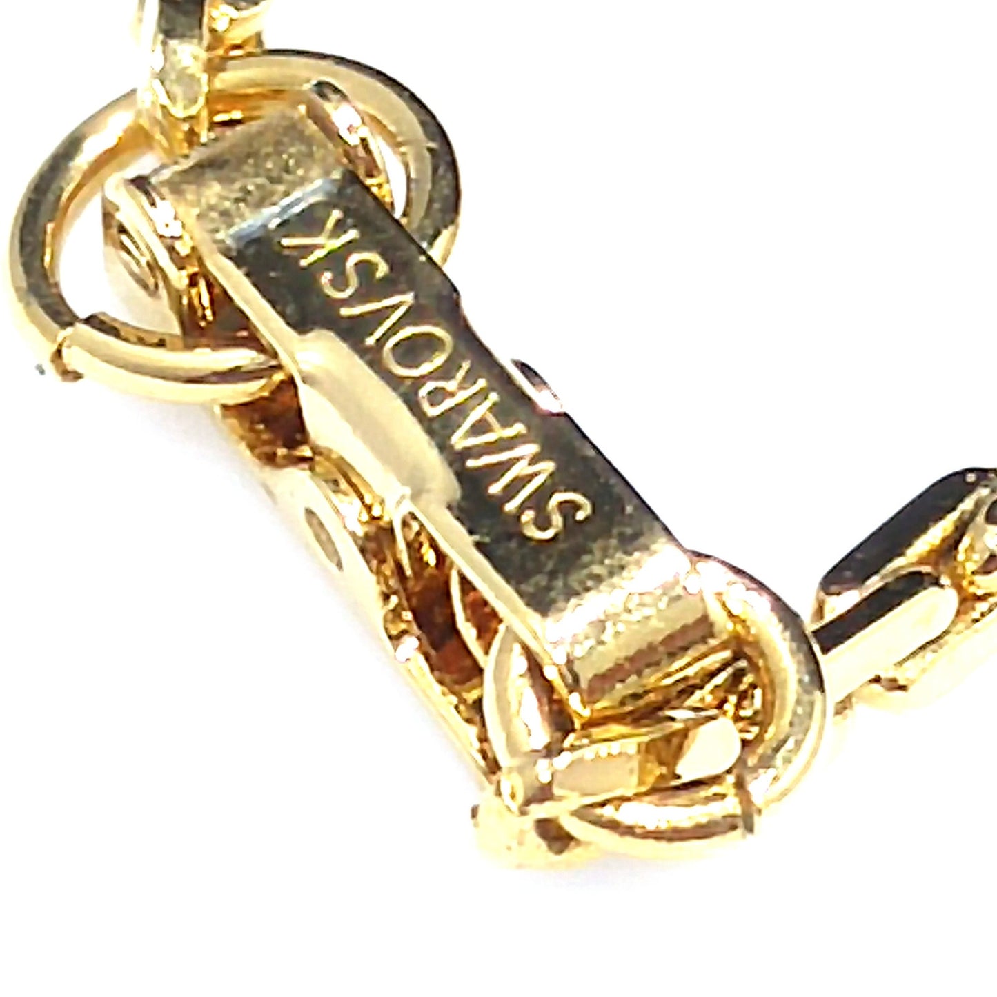 Swarovski Swan Logo Heart Necklace, Pavé Rhinestones, Gold Plated, 1990s Vintage