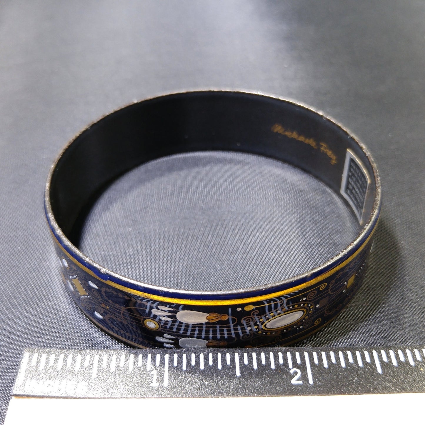 Michaela Frey Wide Enamel Bangle Bracelet, Made in Austria, 1970s Vintage Jewelry