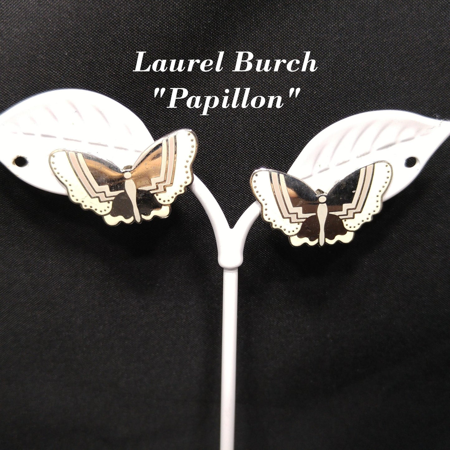 Laurel Burch "Papillon" Post Earrings, Butterfly Cloisonné Enamel, 1980s Vintage
