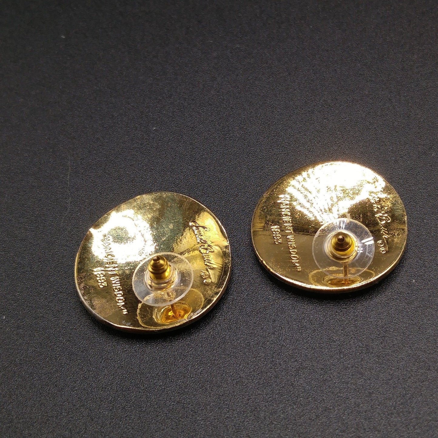 Vintage Laurel Burch "Ancient Wisdom 1993" Earrings, Gold Plated
