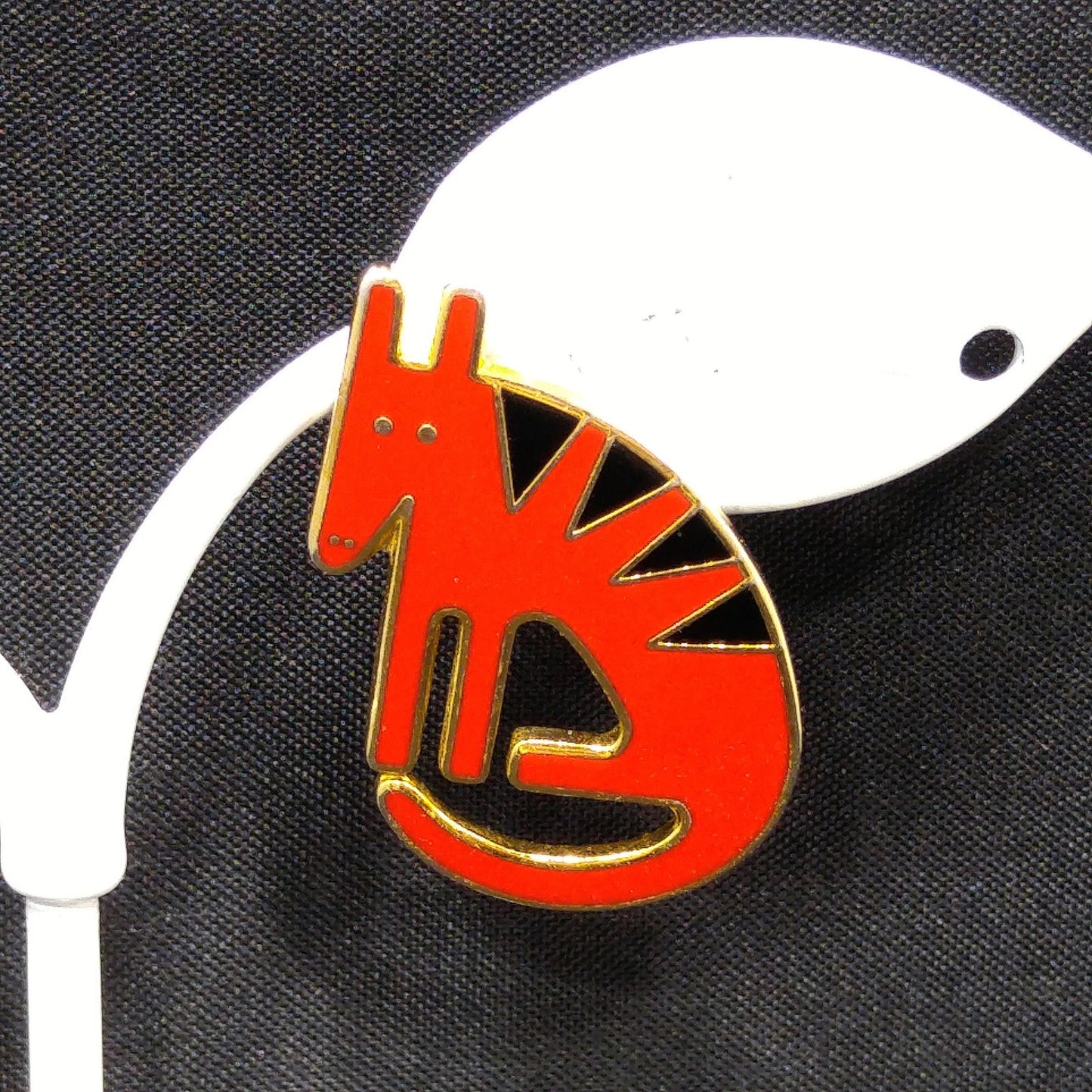 Laurel Burch "Terra" Coyote Post Earrings, Cloisonné Gold Plated, 1980s Vintage