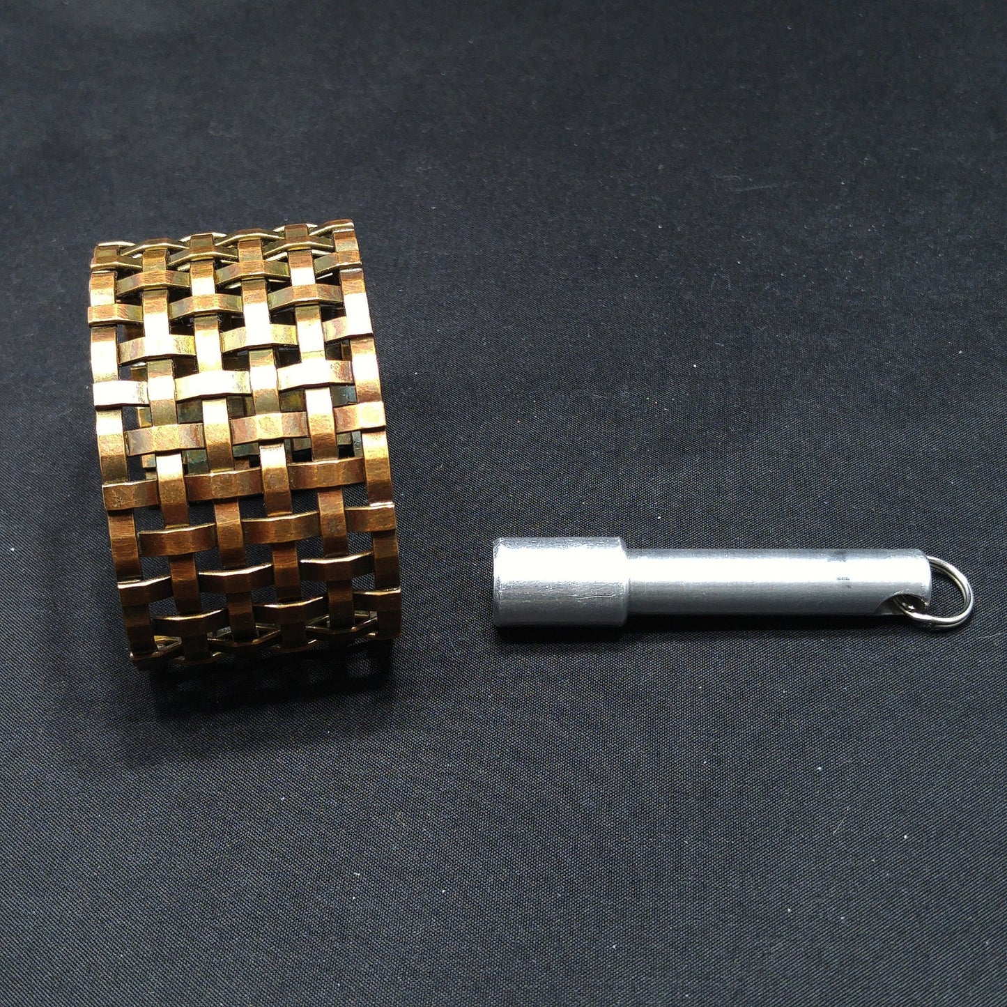 Sarah Cavender Metalworks Woven Wide Cuff Bracelet, Hand-made Metal Work Design, Vintage Jewelry