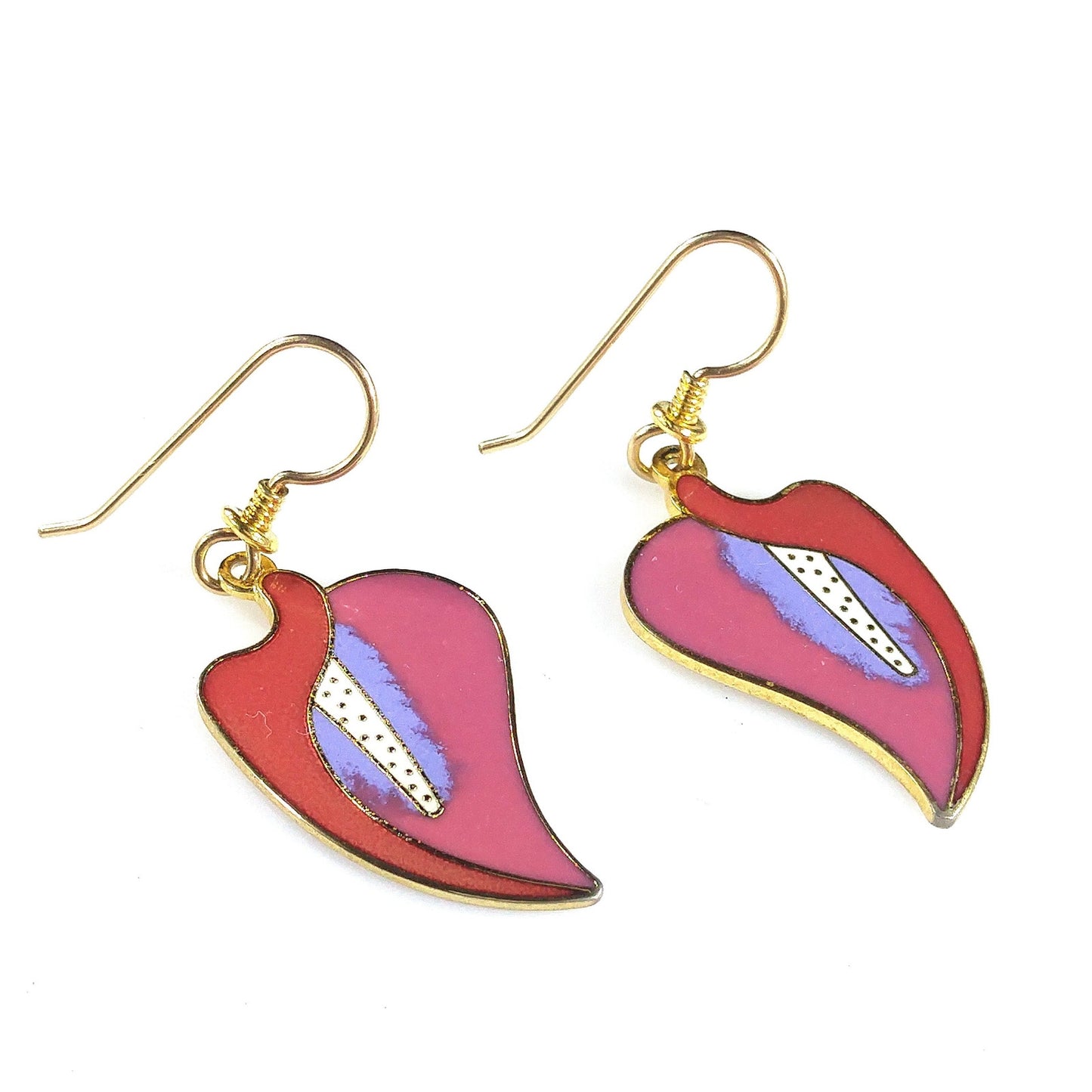 Vintage Laurel Burch "Calla Lily" Floral Drop Earrings, Gold Plated