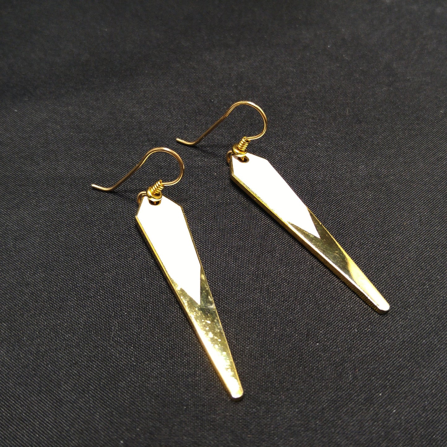Vintage Laurel Burch Long Earrings, White Enamel, Gold Plated