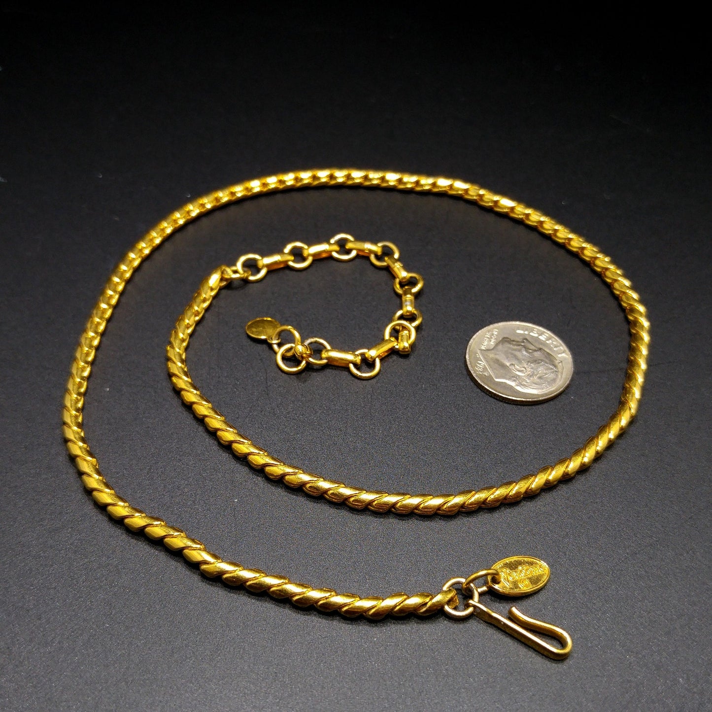 Vintage Vendome Gold Plated Necklace, Adjustable to 18"