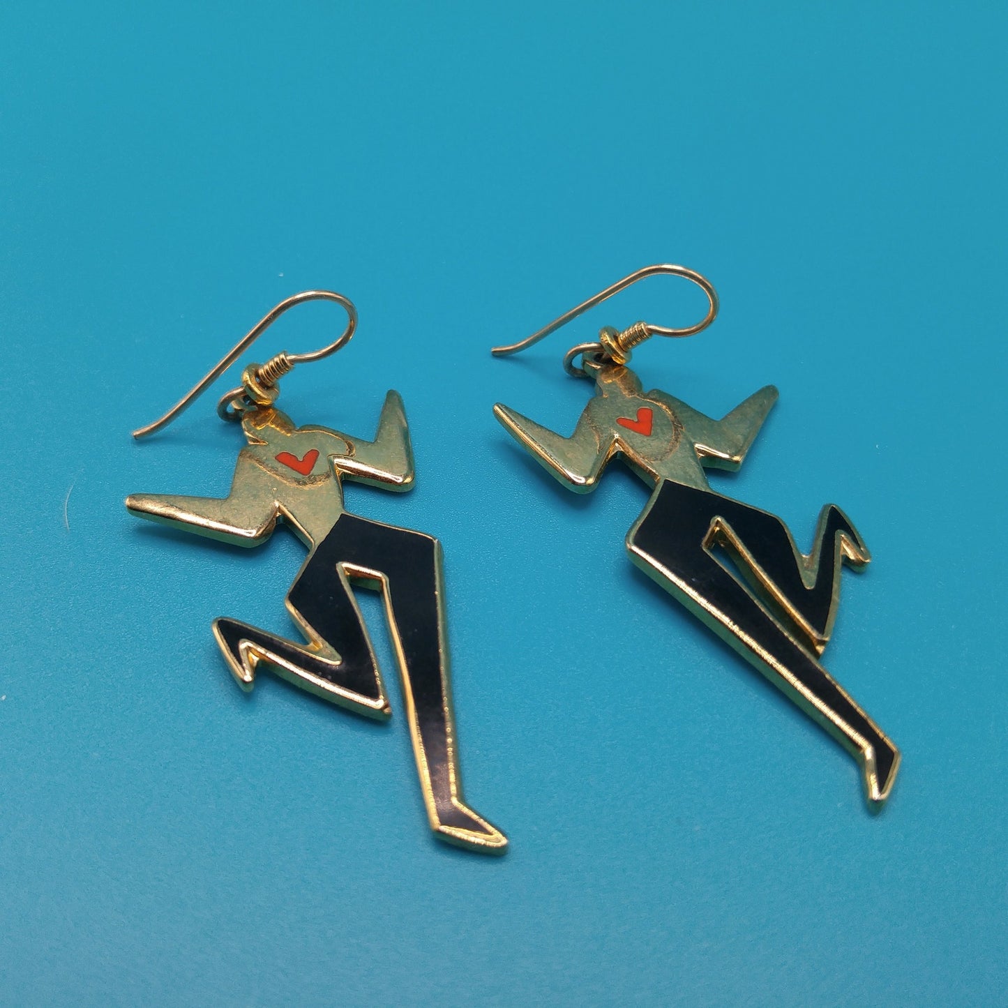 Vintage Laurel Burch "Dancing Spirit" Drop Earrings, Gold Plated
