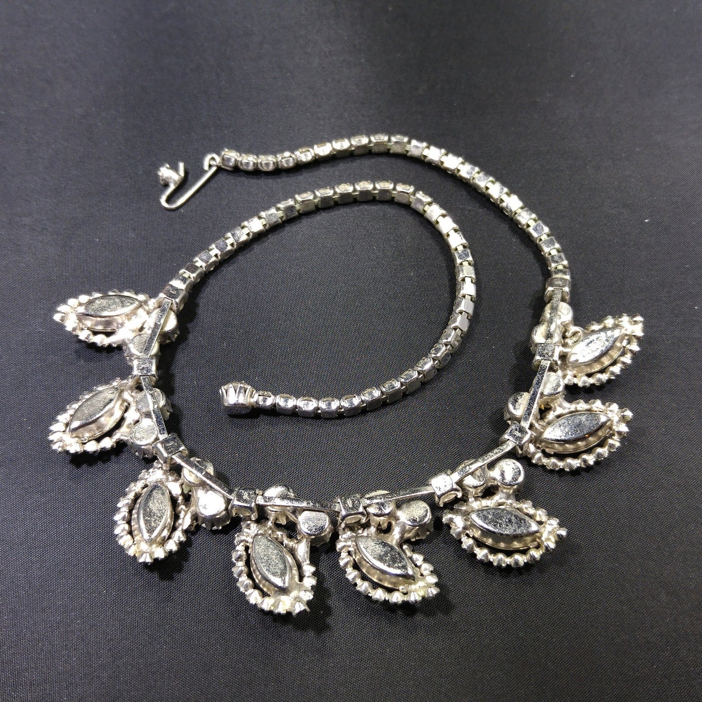 Weiss Wedding Clear Rhinestone Necklace, Rhodium Plated, 1950s Vintage Jewelry