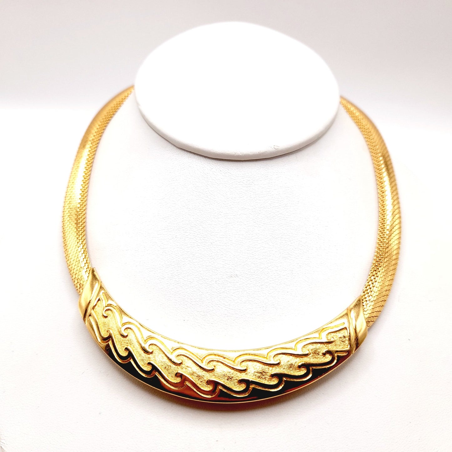 Vintage Christian Dior Mesh Choker Gold Plated Necklace