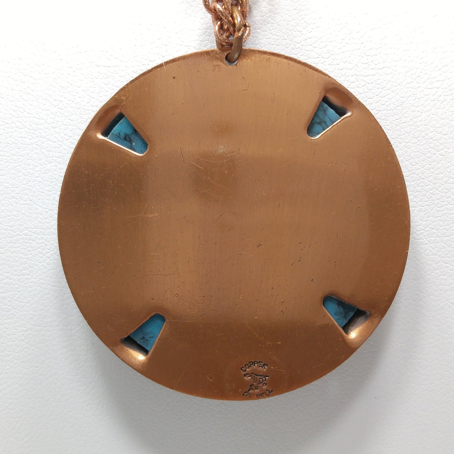 Copper by Bell Thunderbird Necklace, Faux Turquoise, 1970s Vintage Jewelry