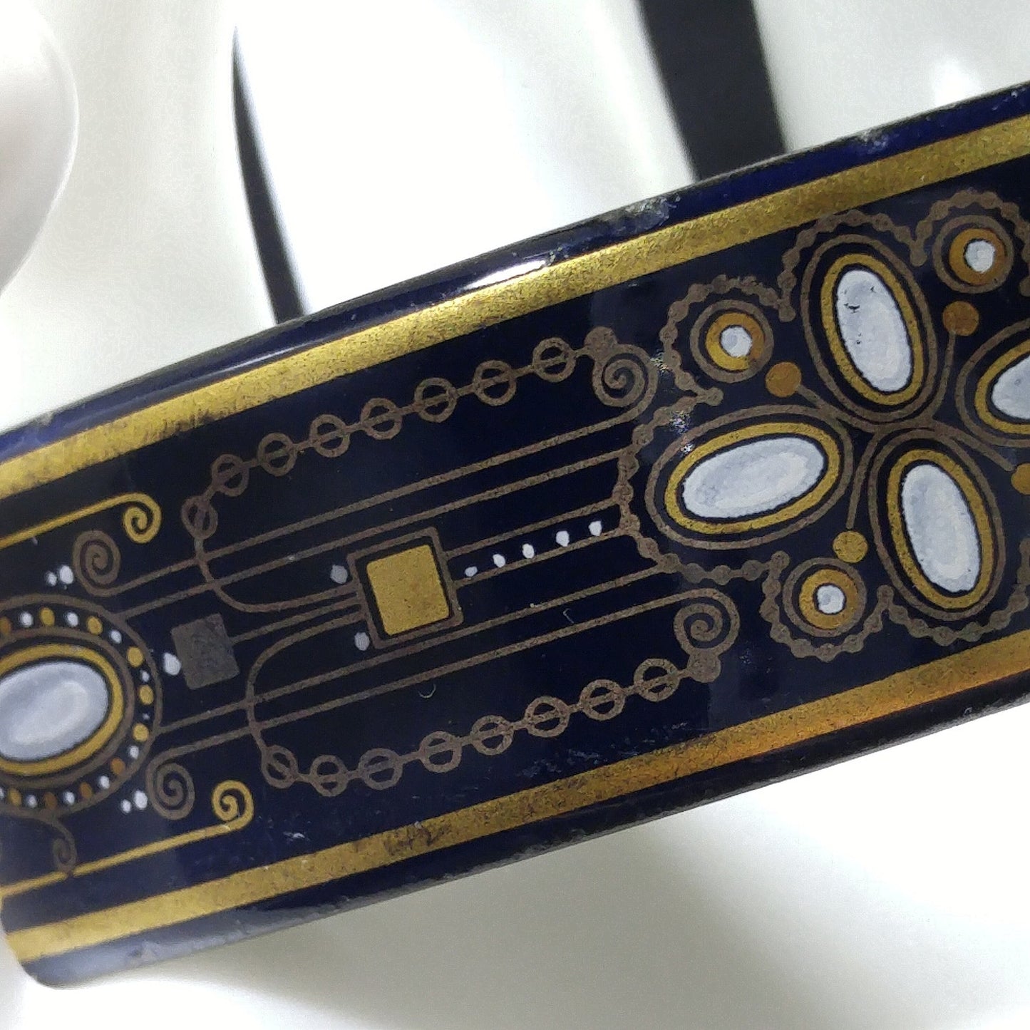 Michaela Frey Wide Enamel Bangle Bracelet, Made in Austria, 1970s Vintage Jewelry