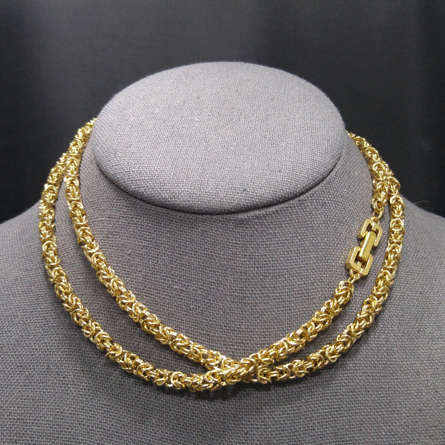 Givenchy Chain Necklace, Fold Over Clasp, 30 Inches, 1980s Vintage Jewelry