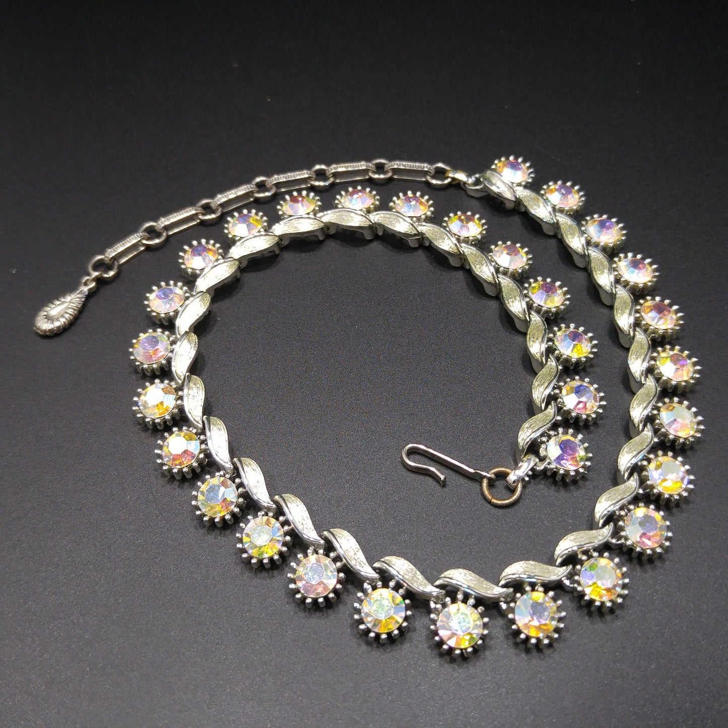 Lisner Aurora Borealis Rhinestone Necklace, 1960s Vintage Jewelry