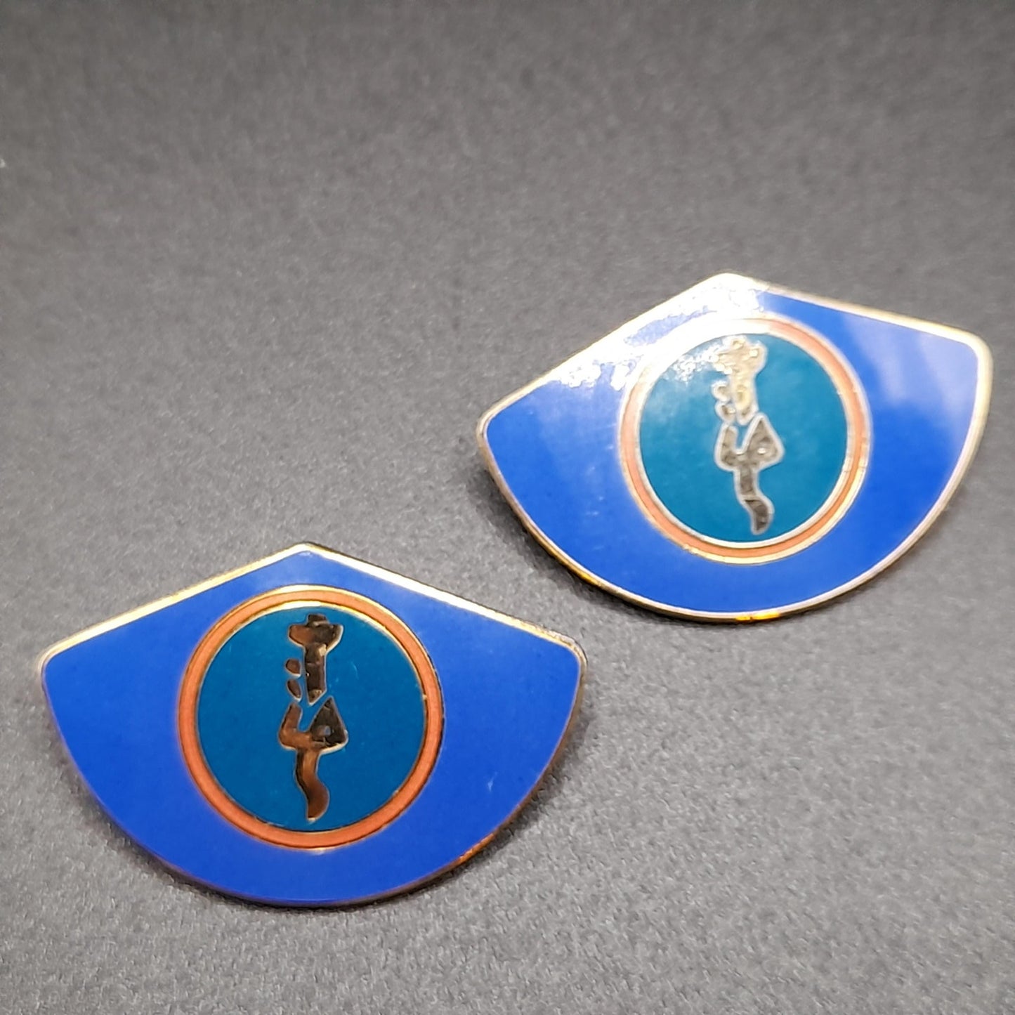 Vintage Laurel Burch Large Fan Post Earrings, Gold Plated, "Spring" Design