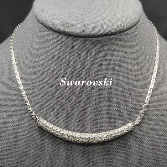 Vintage Swarovski Necklace – Rhodium Plated Pavé Clear Rhinestones, 1990s