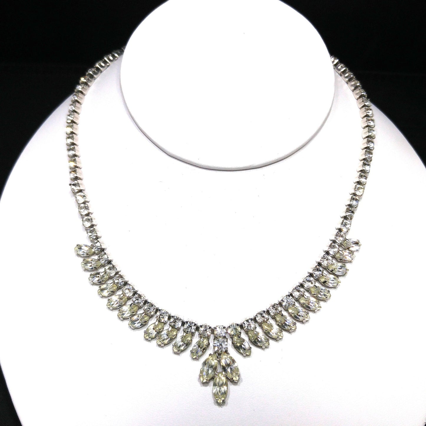 Kramer of New York Clear Crystal Choker Necklace, Wedding Bridal, 1950s Vintage Jewelry