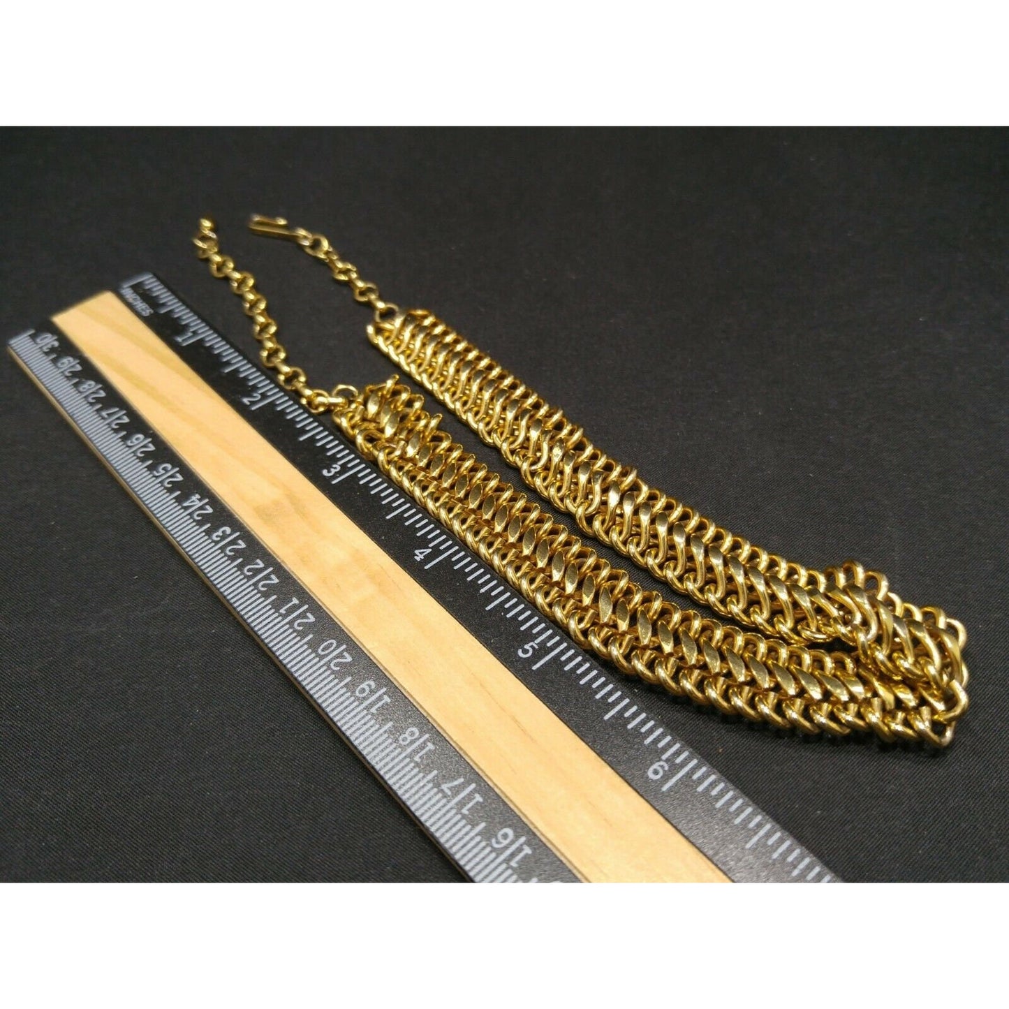 Vendome Interlocking Chain Choker Necklace, Gold Plated, 15 Inches, 1950s Vintage Jewelry