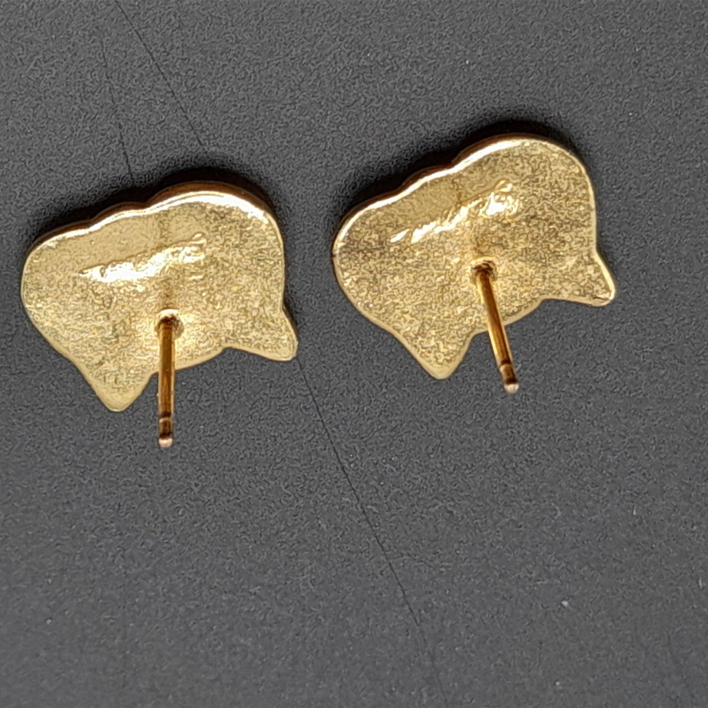 Laurel Burch Cat Face Earrings, Gold Plated Cats, Gold Filled Posts, 1980s