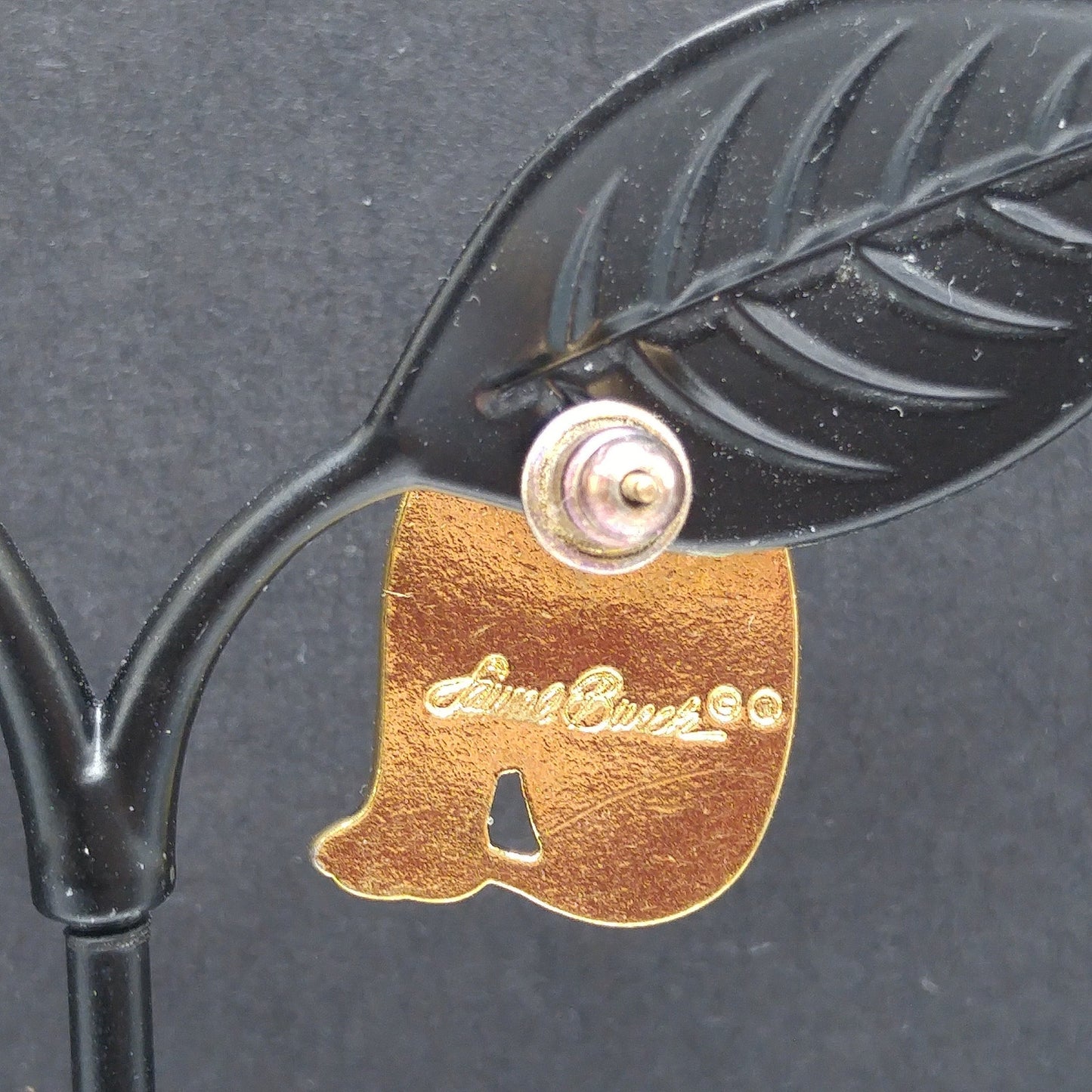 Vintage Laurel Burch Cat Post Earrings, Sitting Cats, Gold Plated