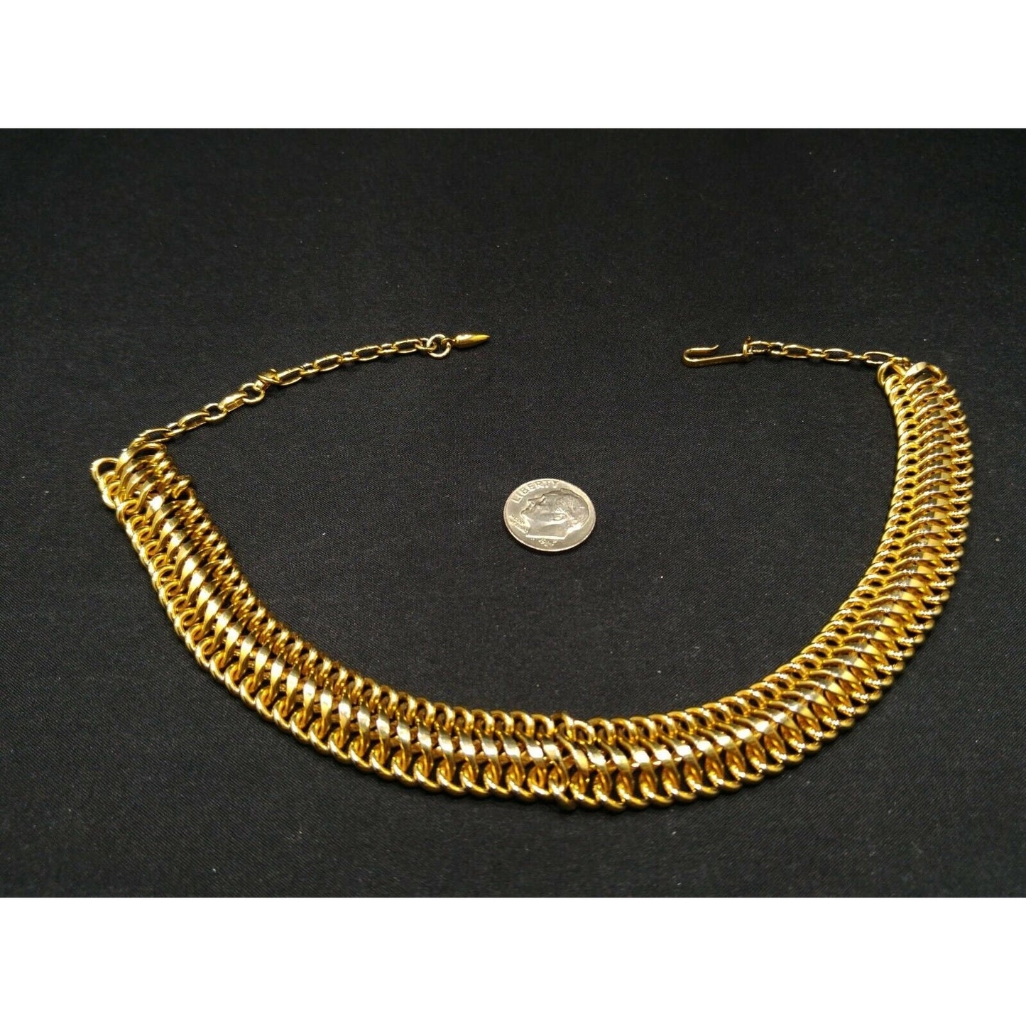Vendome Interlocking Chain Choker Necklace, Gold Plated, 15 Inches, 1950s Vintage Jewelry