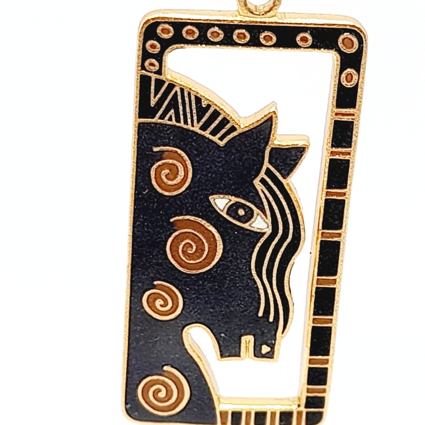 Vintage Laurel Burch Mare Horse Earrings, Gold Plated Dangles, 2 1/8 Inches