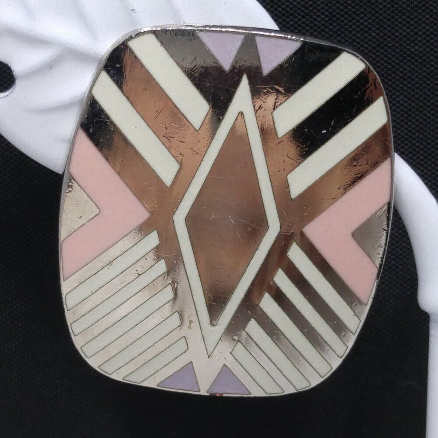 Vintage Laurel Burch "Quintessence" Geometric Earrings, Rhodium Plated, 1 1/8"