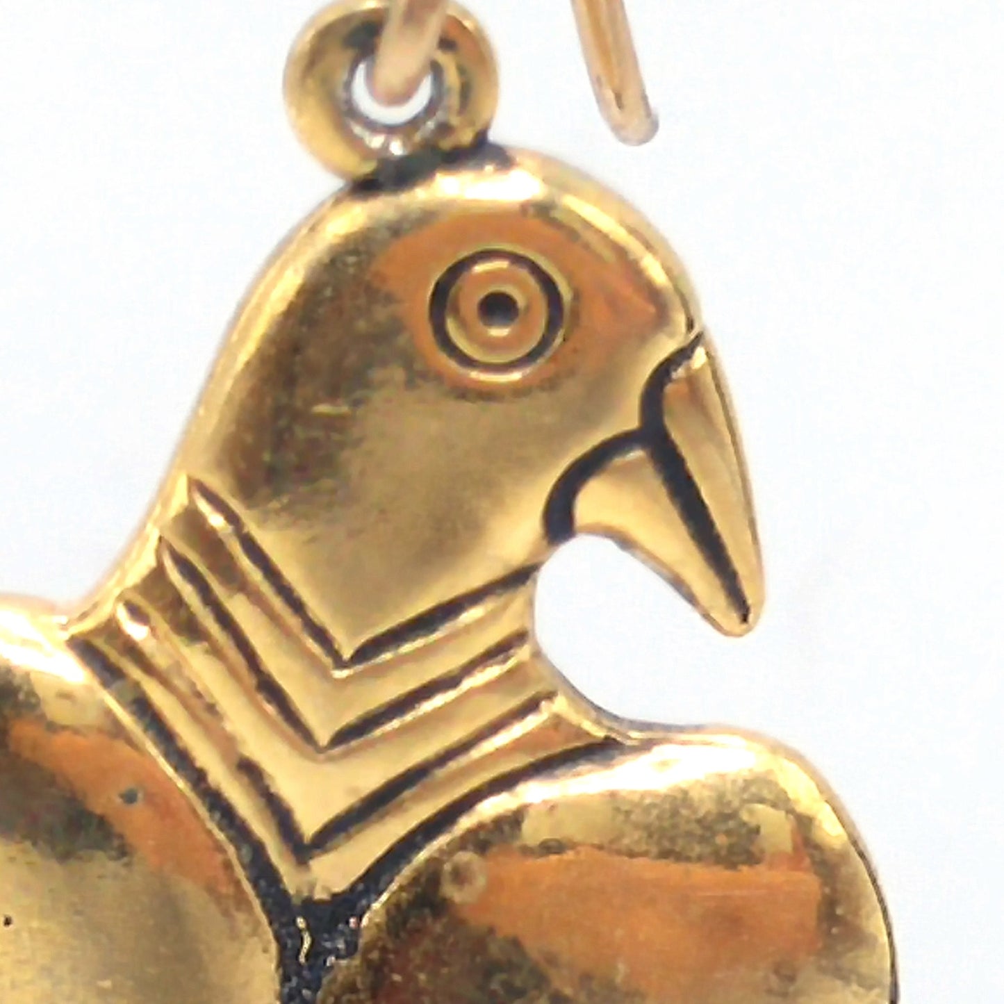 Laurel Burch Gold Plated Parrot Earrings, Gold Filled Ear Wires, 1980s Vintage Jewelry