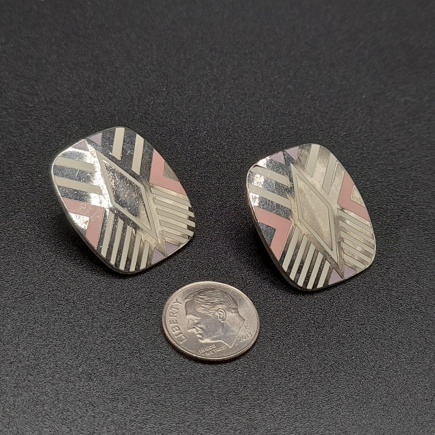 Vintage Laurel Burch "Quintessence" Post Earrings, Rhodium Plated