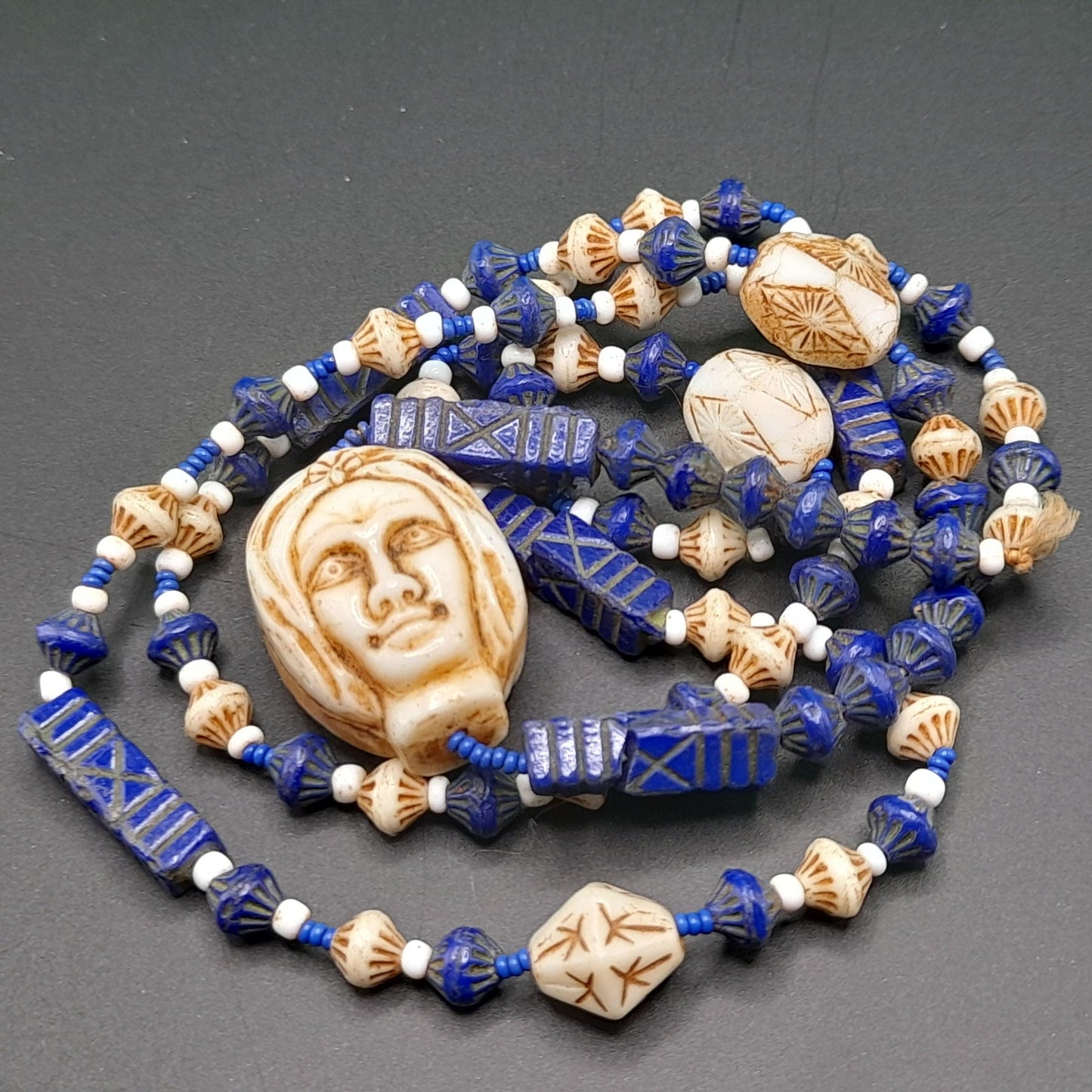 Neiger Brothers Czech Bead Necklace, Art Deco, Uranium Glass, 1920s Vintage Jewelry