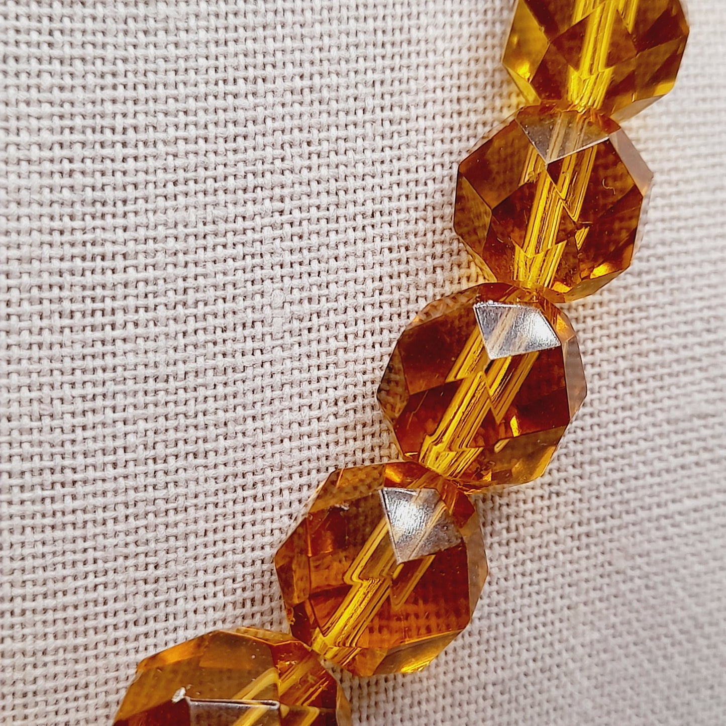 Vintage Amber Crystal Graduated Bead Necklace with Push Clasp, 17 Inches