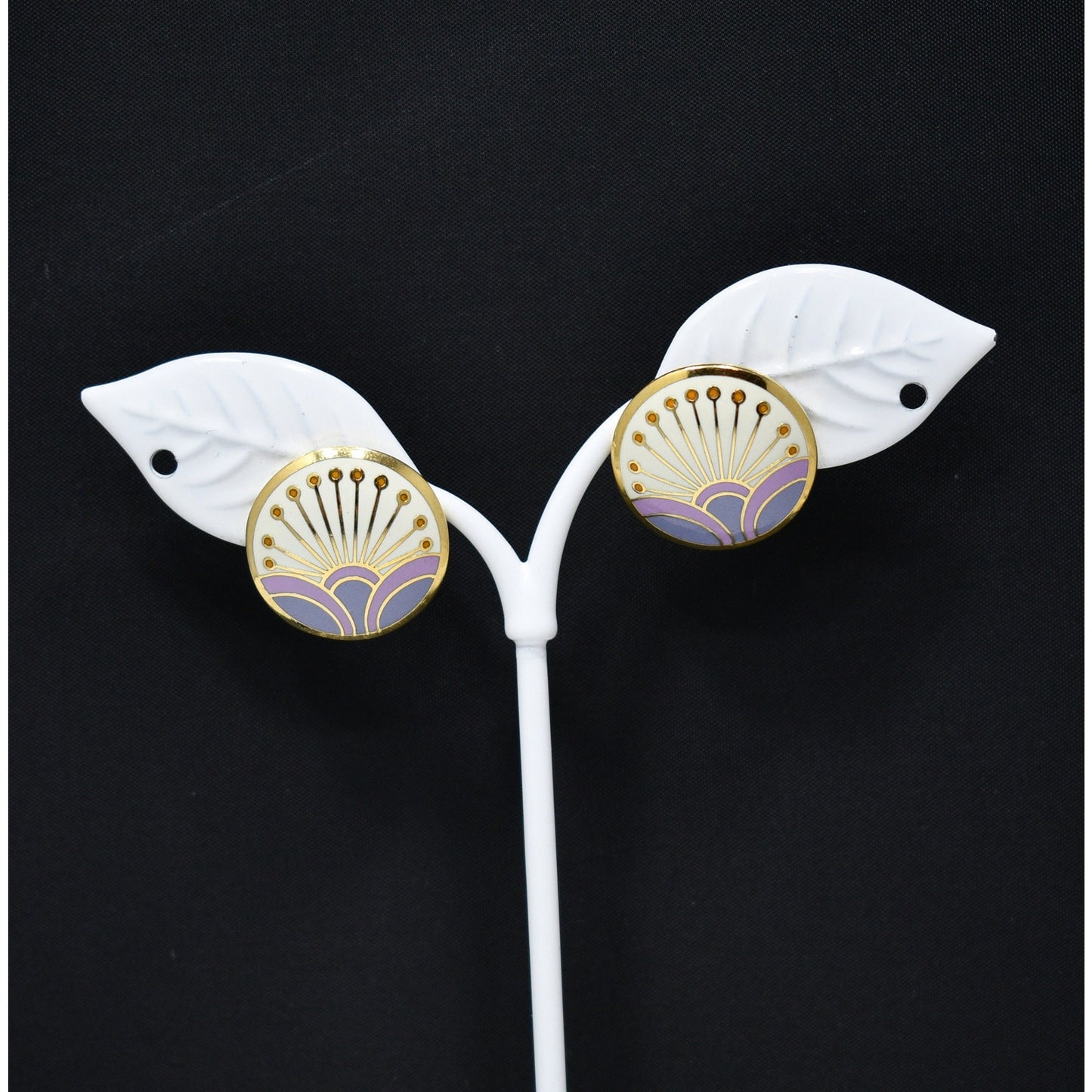 Laurel Burch "Kirin" Cloisonne Earrings, Gold Plated, 1980s Vintage Jewelry