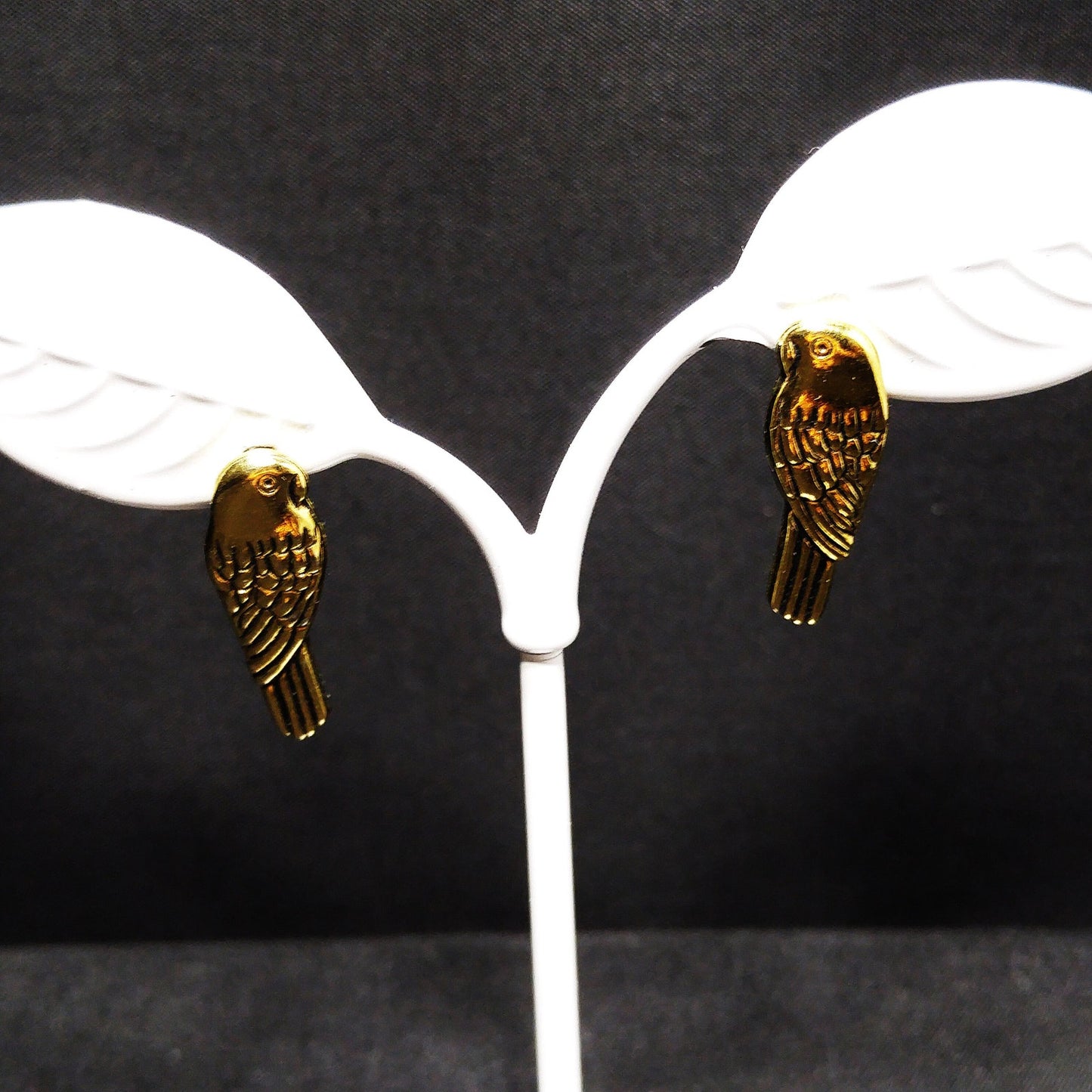 Laurel Burch Lorikeets Post Earrings, Gold Plated, 1980s Vintage Jewelry