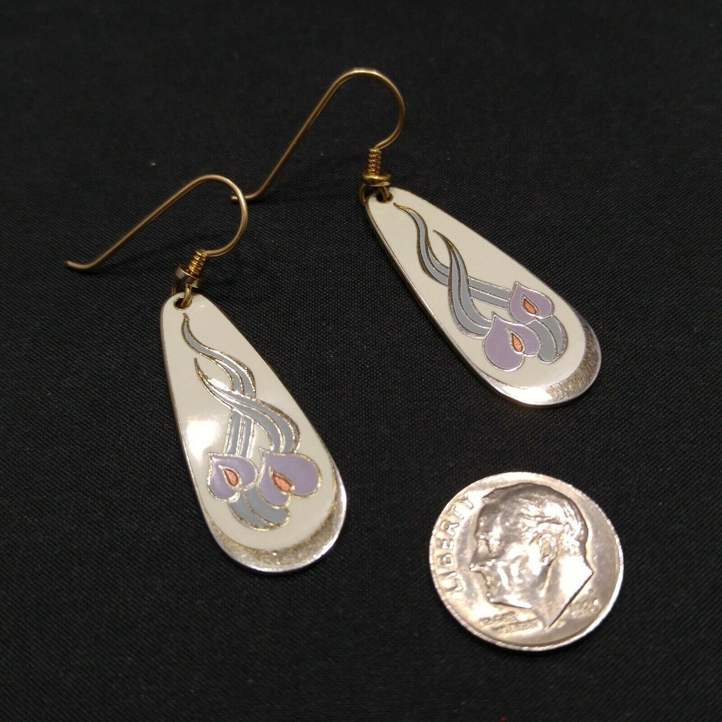 Vintage Laurel Burch "Wild Anthurium" Dangle Earrings, Gold Plated, 1980s