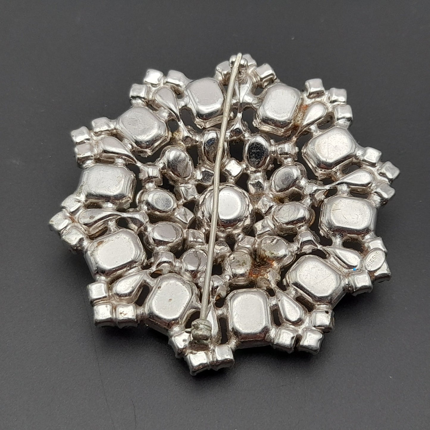 Vintage Wiesner Clear Rhinestone Wedding Brooch - Rhodium Plated, 1960s, 2 1/2 Inches